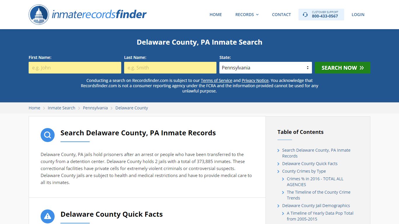 Delaware County, PA Inmate Lookup & Jail Records Online - Recordsfinder.com